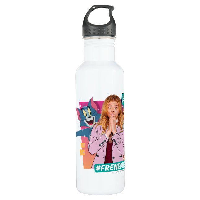Tom & Jerry With Kayla - Frenemies Stainless Steel Water Bottle (Front)