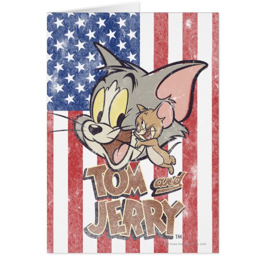 Tom & Jerry With US Flag Cards (Front)
