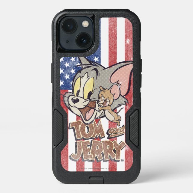 Tom & Jerry With US Flag Otterbox iPhone Case (Back)