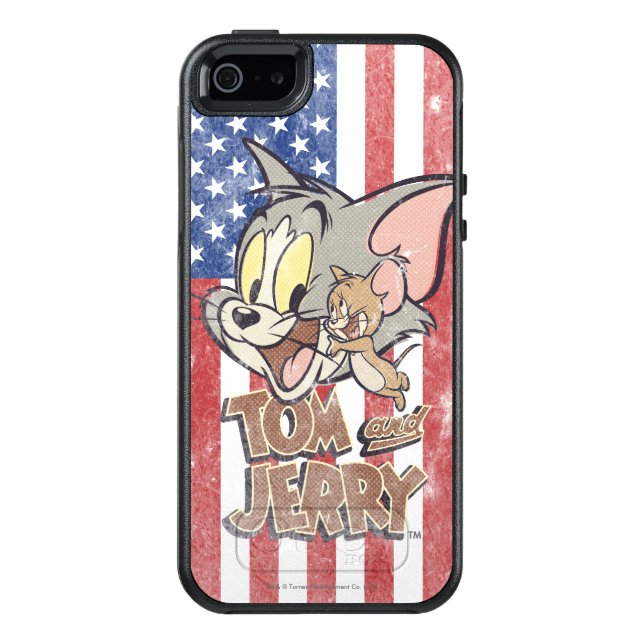Tom & Jerry With US Flag Otterbox iPhone Case (Back)