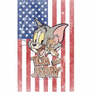 Tom & Jerry With US Flag Statuette