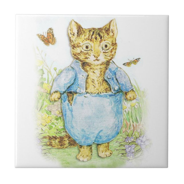 Tom Kitten in his Blue Suit by Beatrix Potter Ceramic Tile (Front)
