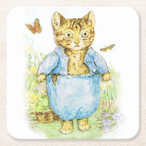 Tom Kitten in his Blue Suit by Beatrix Potter Square Paper Coaster