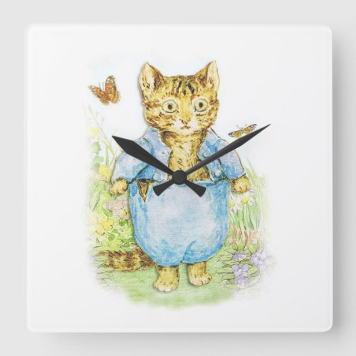 Tom Kitten in his Blue Suit by Beatrix Potter Square Wall Clock