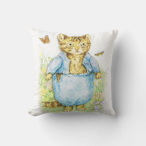 Tom Kitten in his Blue Suit by Beatrix Potter Throw Pillow