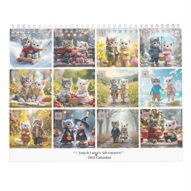 Tom & Luna’s Adventures™ – 2026 Cozy Seasons Calen Calendar (Back)