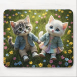 Tom & Luna Spring Mousepad<br><div class="desc">A soft and heartwarming Tom & Luna design featuring the adorable kitten couple sitting together in a peaceful spring meadow. Surrounded by colorful flowers and gentle sunlight,  this mousepad adds a cozy and cheerful touch to any desk. Perfect for cat lovers and fans of cute aesthetic designs.</div>