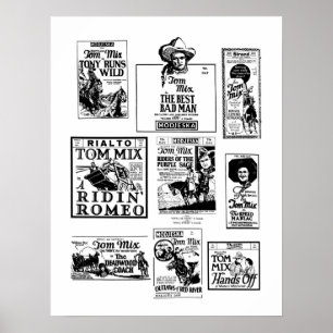 Tom Mix Silent Movies vintage advertisements Poster