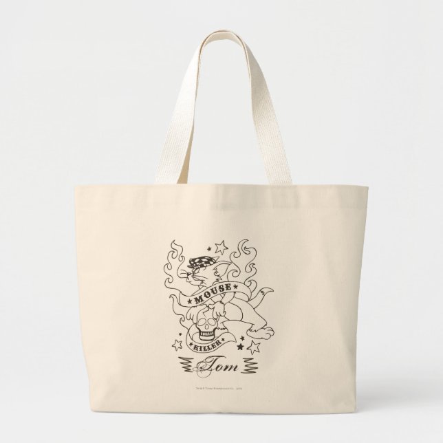 Tom Mouse Killer Tattoo 1 Large Tote Bag (Front)