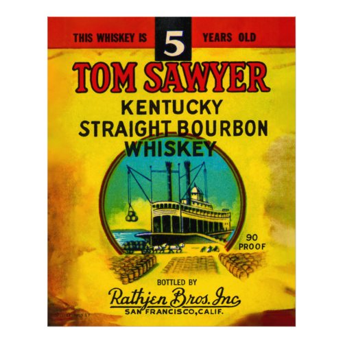 Tom Sawyer Kentucky Whiskey packing label Photo Print