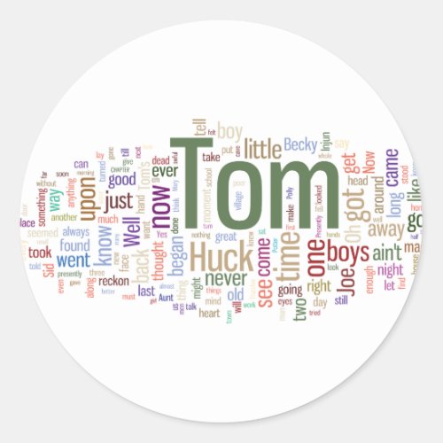 Tom Sawyer Word Cloud Classic Round Sticker