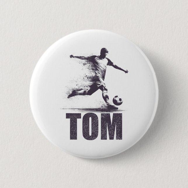 Tom Soccer Boys Personalized First Name Tom  Button (Front)