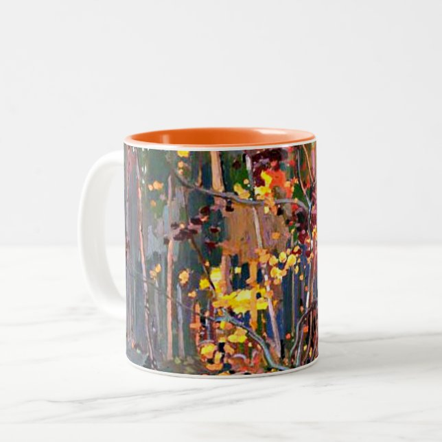Tom Thomson art: Maple Saplings Two-Tone Coffee Mug (Front Left)