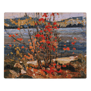 Tom Thomson - Lake and Red Tree, fine art Jigsaw Puzzle