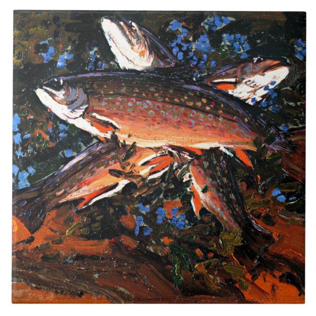 Tom Thomson - Three Trout Ceramic Tile (Front)