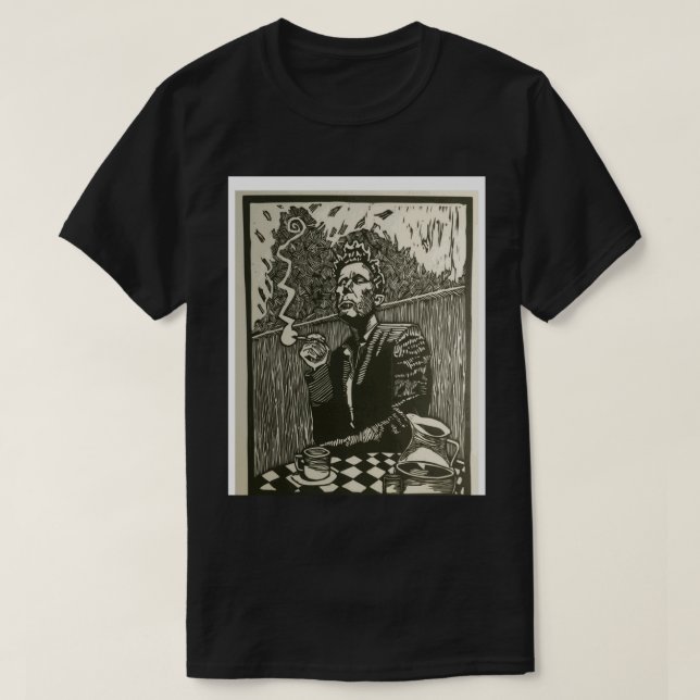 Tom Waits Smoking a Cigaret Graphite Artwork Gra T-Shirt (Design Front)