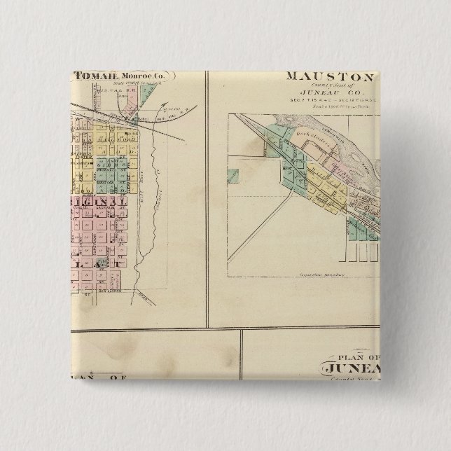 Tomah, Mauston, Fox Lake and Juneau Pinback Button (Front)
