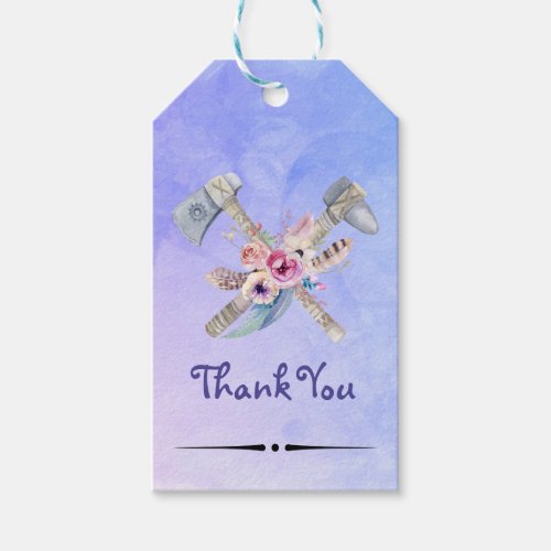 Tomahawk Feathers and Flowers Thank You Gift Tags