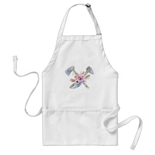 Tomahawk Feathers and Flowers Watercolor Design Adult Apron