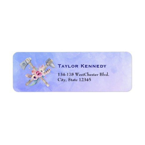 Tomahawk Feathers and Flowers Watercolor Design Label