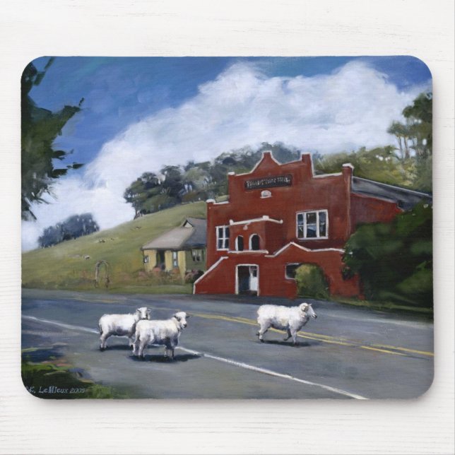 Tomales Town Hall with sheep Mouse Pad (Front)