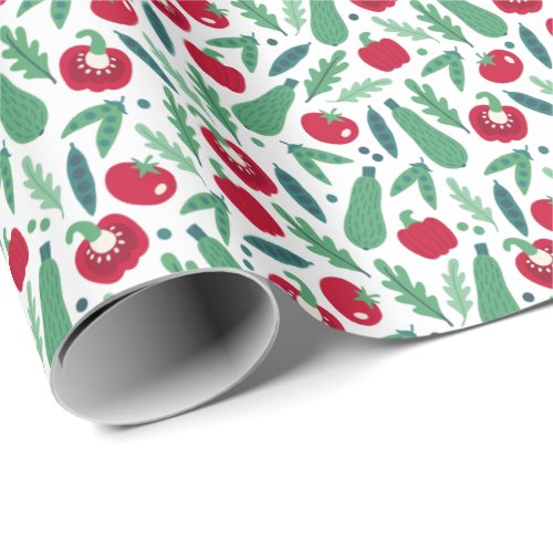 Tomato and Cucumber Vegetable Pattern Wrapping Paper