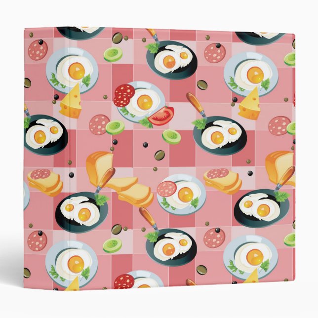 Tomato and Fried Eggs Pattern 3 Ring Binder (Front/Spine)