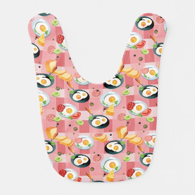 Tomato and Fried Eggs Pattern Baby Bib (Front)
