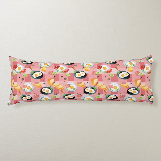 Tomato and Fried Eggs Pattern Body Pillow (Front)