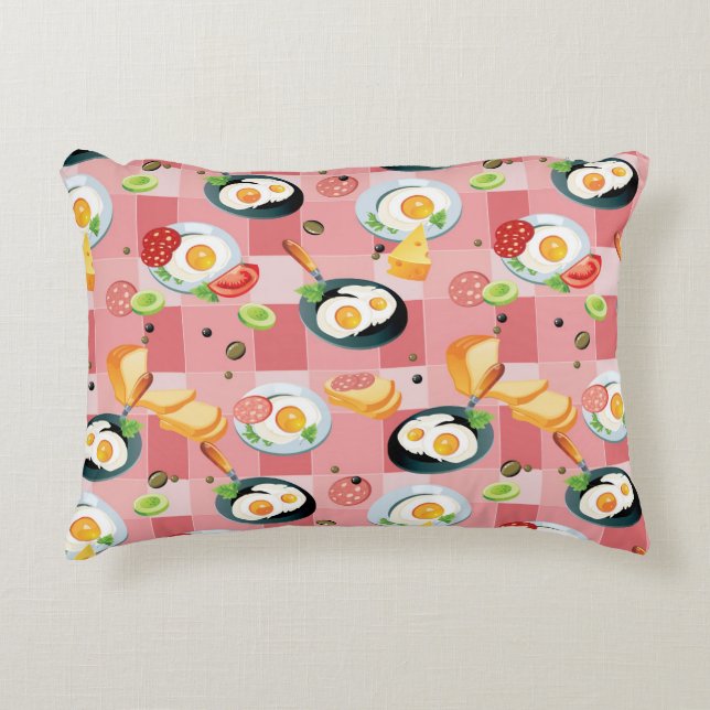 Tomato and Fried Eggs Pattern Decorative Pillow (Front)