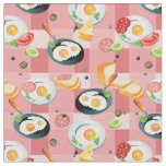 Tomato and Fried Eggs Pattern Fabric