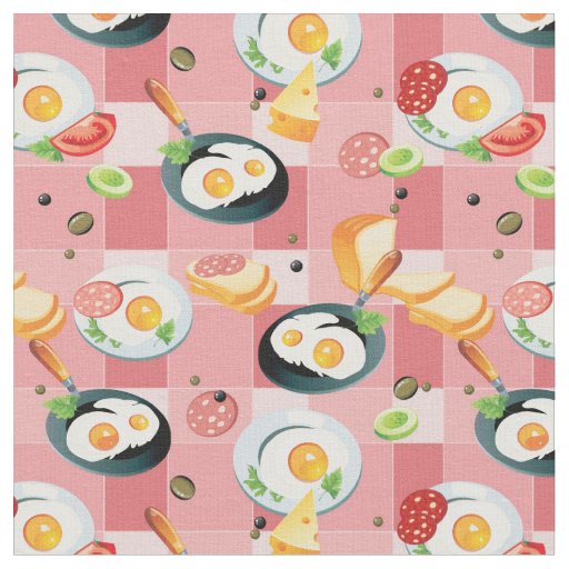 Tomato and Fried Eggs Pattern Fabric