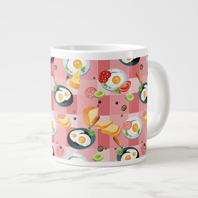 Tomato and Fried Eggs Pattern Giant Coffee Mug (Front Right)