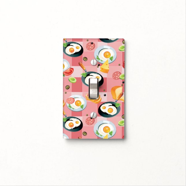 Tomato and Fried Eggs Pattern Light Switch Cover (In Situ)