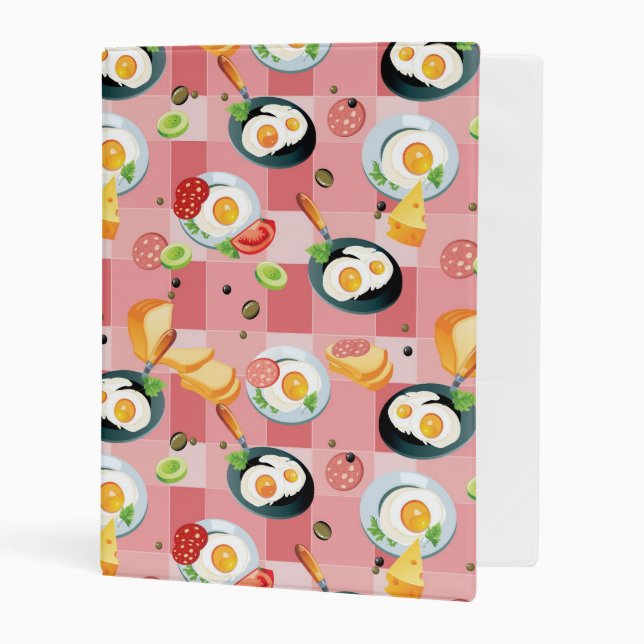 Tomato and Fried Eggs Pattern Mini Binder (Front/Inside)