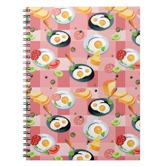 Tomato and Fried Eggs Pattern Notebook (Front)