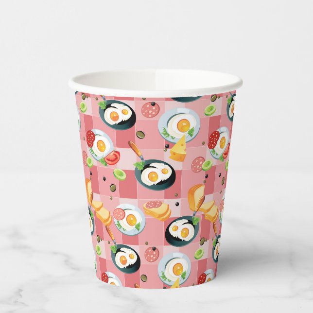 Tomato and Fried Eggs Pattern Paper Cups (Left)