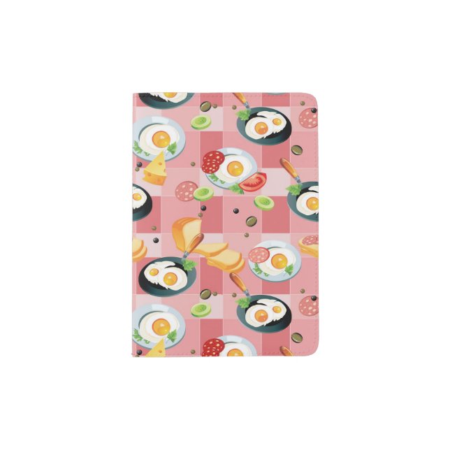 Tomato and Fried Eggs Pattern Passport Holder (Front)