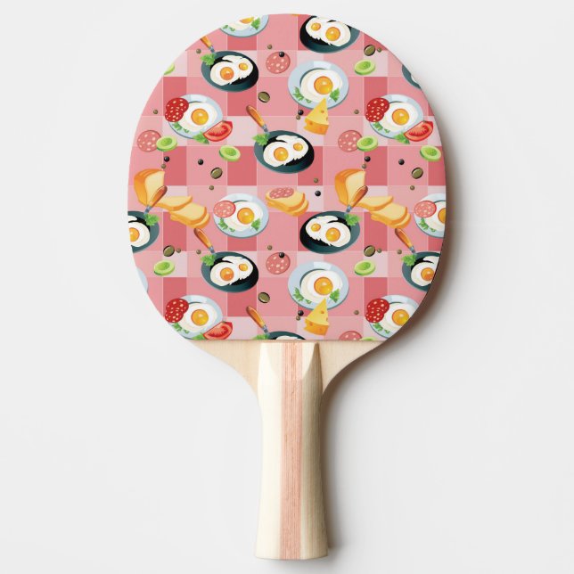 Tomato and Fried Eggs Pattern Ping-Pong Paddle (Front)