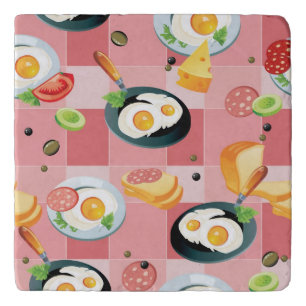 Tomato and Fried Eggs Pattern Trivet