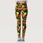 Tomato and okra garden vegetables leggings<br><div class="desc">Black leggings with cascading tomatoes and okra,  perfect for chefs or gardeners.</div>