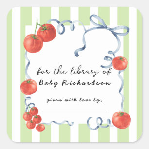 Tomato baby shower For the library of Square Sticker