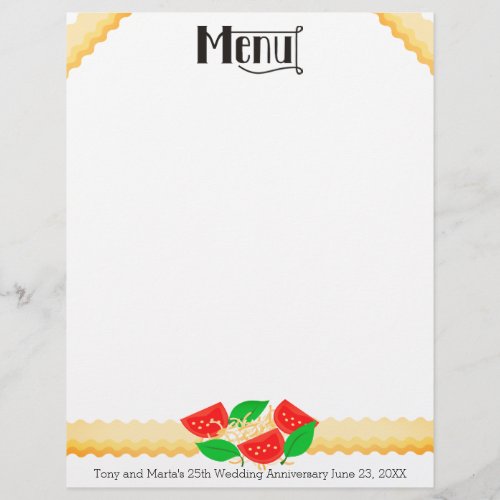 Tomato basil lasagna pasta menu letterhead