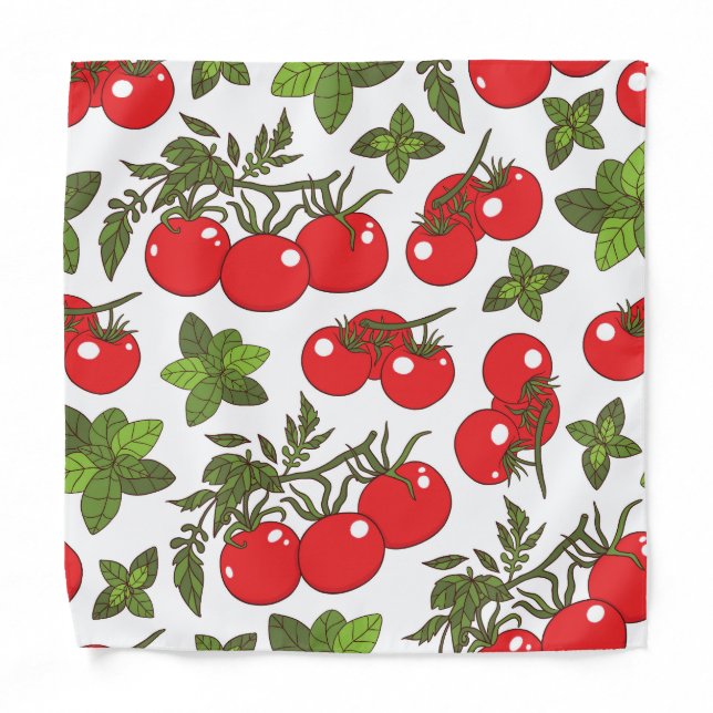 Tomato Basil Seamless Kitchen Pattern Bandana (Front)