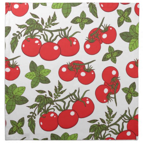 Tomato Basil Seamless Kitchen Pattern Cloth Napkin