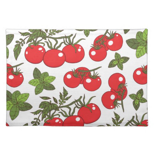 Tomato Basil Seamless Kitchen Pattern Cloth Placemat