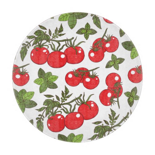 Tomato Basil Seamless Kitchen Pattern Cutting Board
