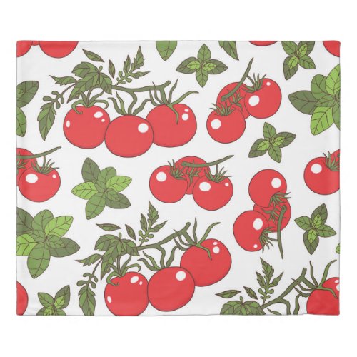 Tomato Basil Seamless Kitchen Pattern Duvet Cover