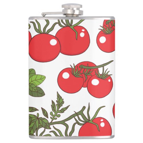 Tomato Basil Seamless Kitchen Pattern Flask