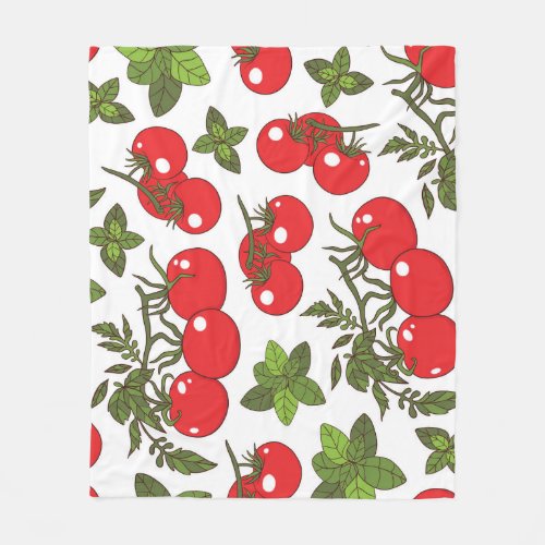 Tomato Basil Seamless Kitchen Pattern Fleece Blanket